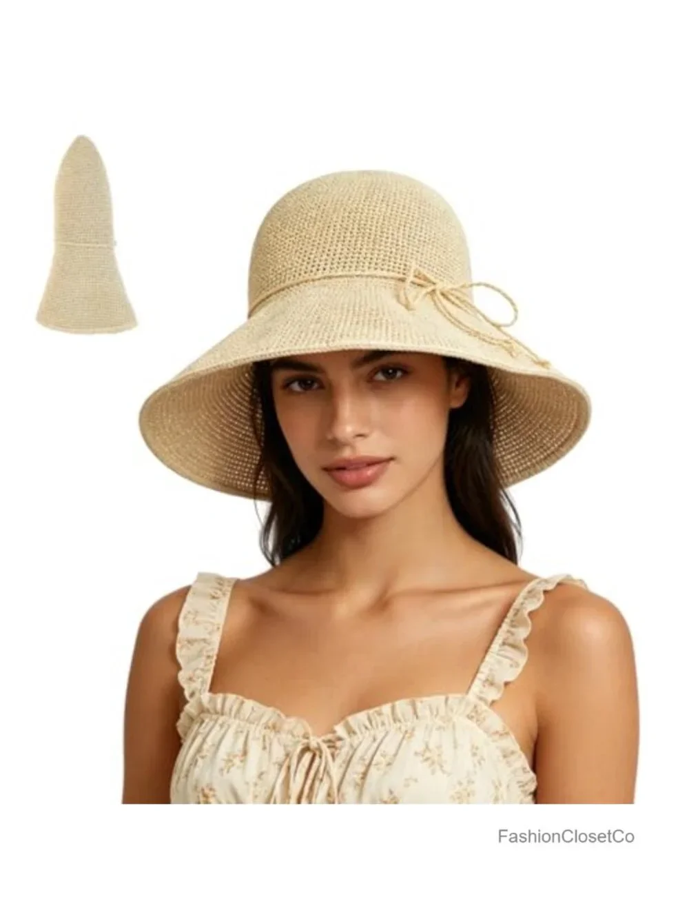 Handwoven Foldable Sun Hat with Adjustable Chin Strap